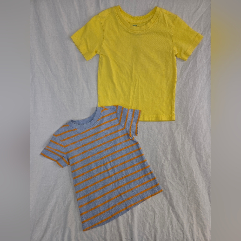 Primary Kids Short-Sleeve Tee 2pk in Yellow and Blue with Orange Stripes 2